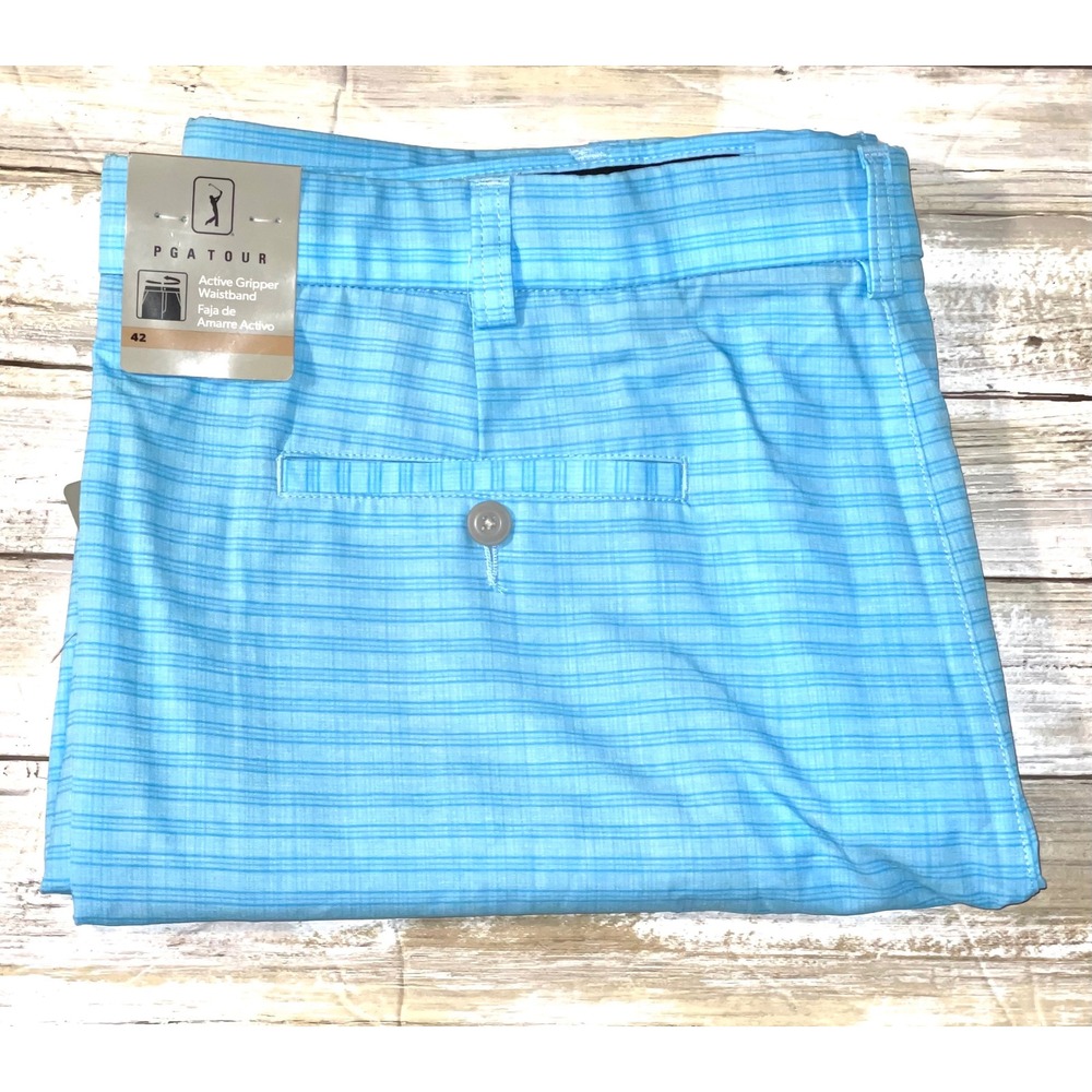 PGA Tour‎ Golf Shorts Active Gripper Waistband Ethereal Blue Mens Size 42